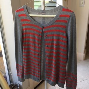 GAP gray cardigan with bright red stripes